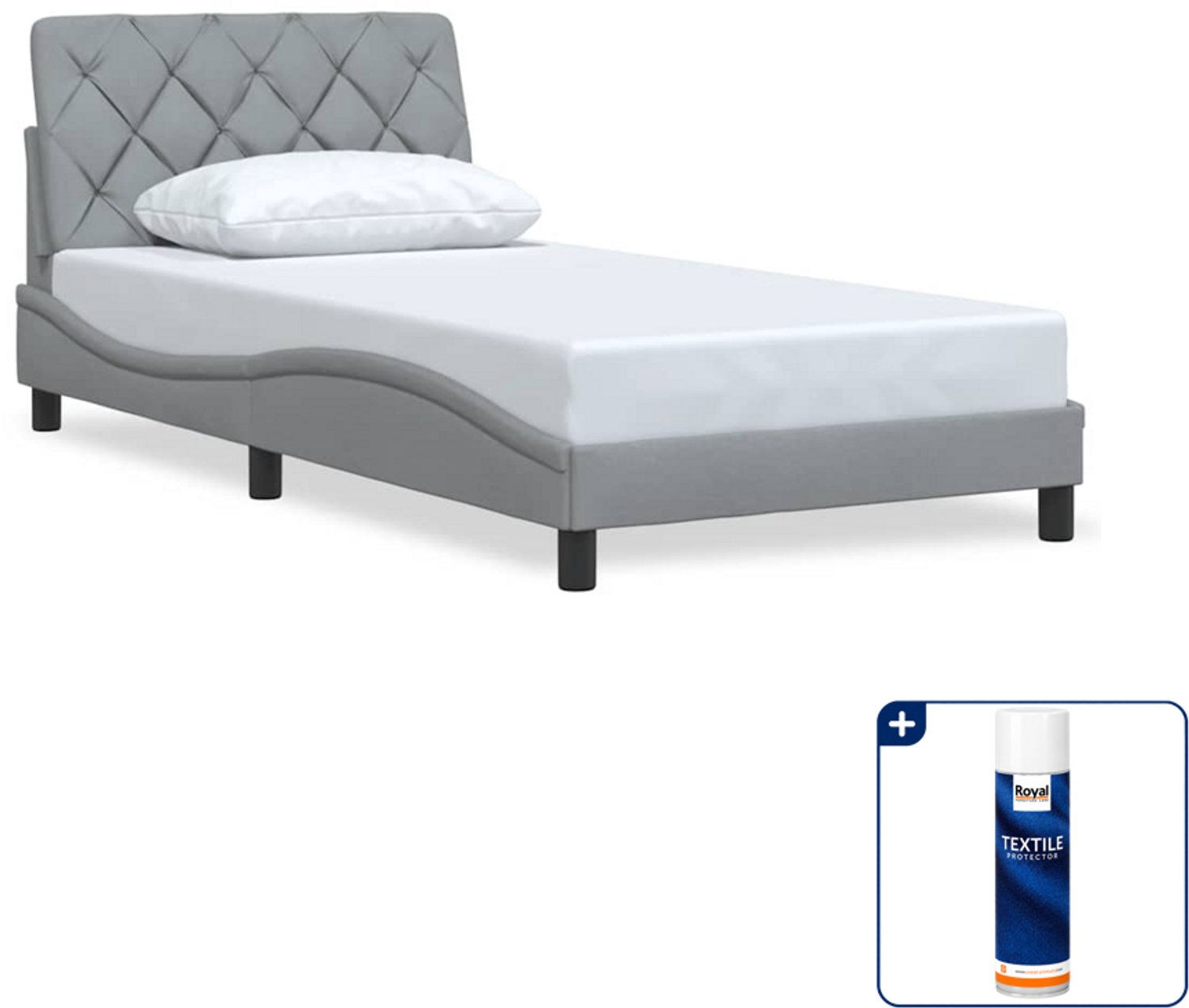 vidaXL bedframe - 100 x 200 cm - stof - lichtgrijs - Inclusief textielbeschermer 500 ml Groen