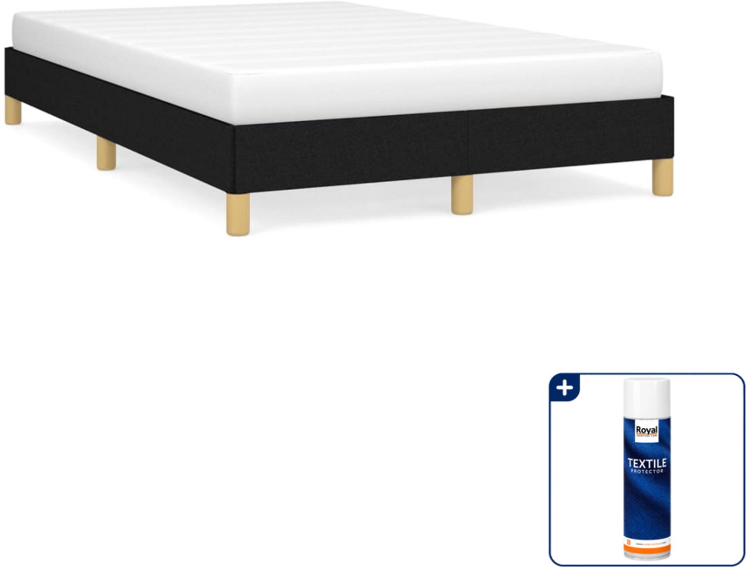 vidaXL bedframe - 120 x 190 cm - zwart - Inclusief textielbeschermer 500 ml