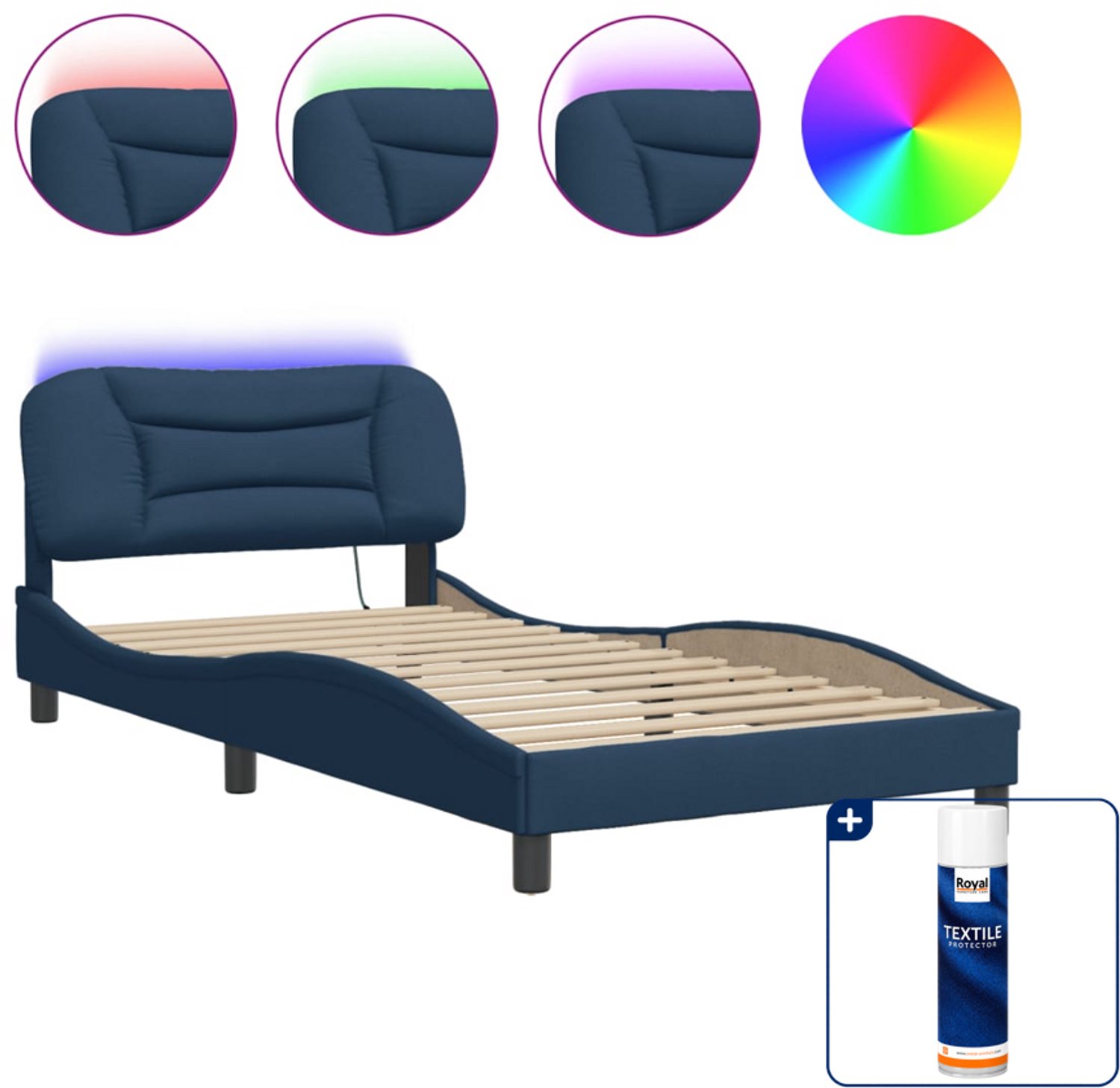 vidaXL Hvar bedframe - 100 x 200 cm - blauw - Inclusief textielbeschermer 500 ml