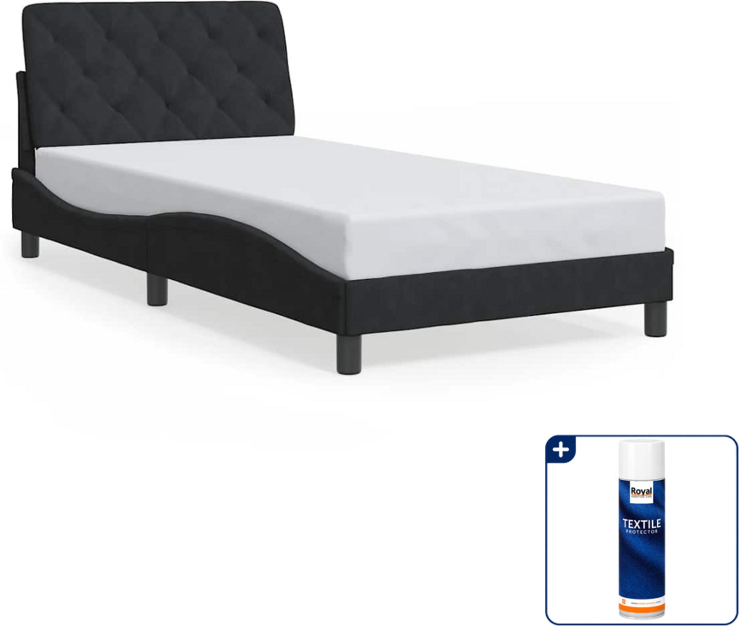 vidaXL Bedframe 100 x 200 cm - fluweel - zwart - Inclusief textielbeschermer 500 ml Groen