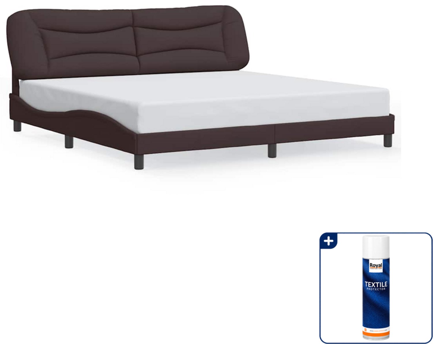 vidaXL bedframe Hvar 200 x 200 cm - donkerbruin - Inclusief textielbeschermer 500 ml Zwart