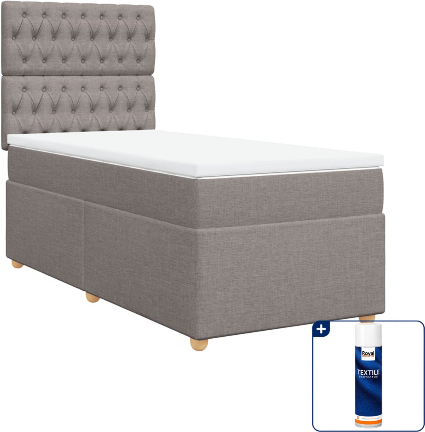 vidaXL boxspring - 100 x 200 cm - stof - taupe - Inclusief textielbeschermer 500 ml