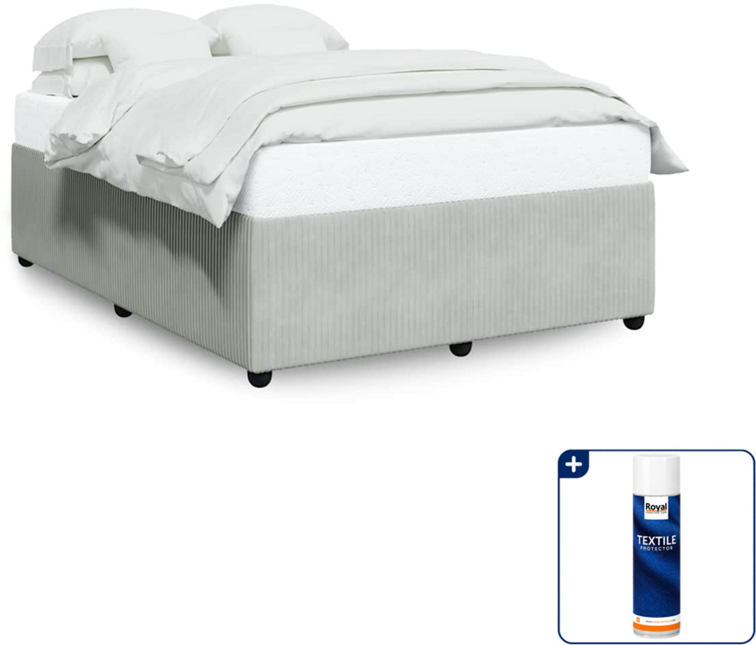 vidaXL bedframe - 140 x 190 cm - fluweel - lichtgrijs - Inclusief textielbeschermer 500 ml