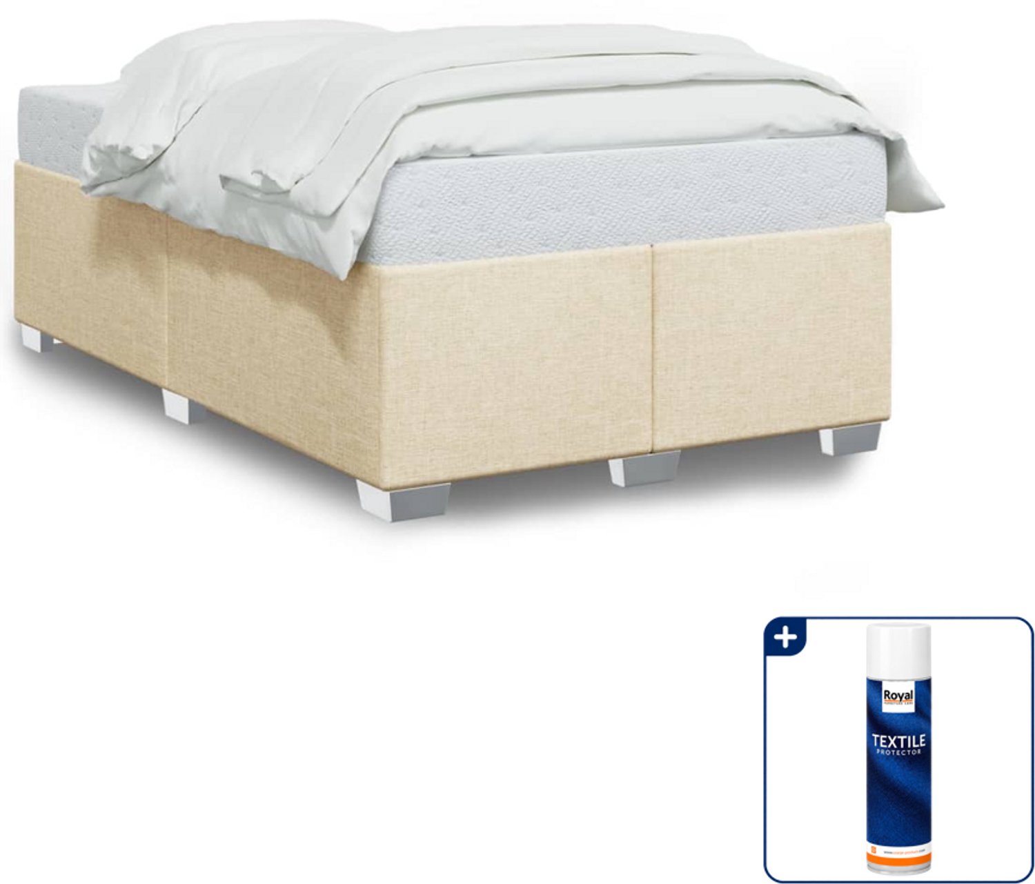 vidaXL bedframe - 120 x 200 cm - stof - crème - Inclusief textielbeschermer 500 ml Blauw