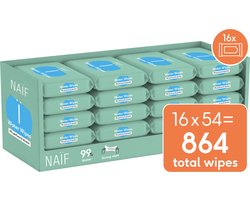 Naïf - Sterke Billendoekjes - 99% Water - 0% parfum en 0% alcohol - 864 doekjes (16 stuks x 54 doekjes)
