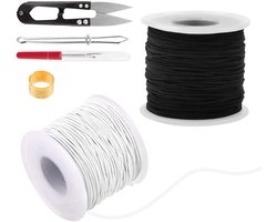 Elastiek voor armbanden - 1 mm x 100 m - Zwart en wit