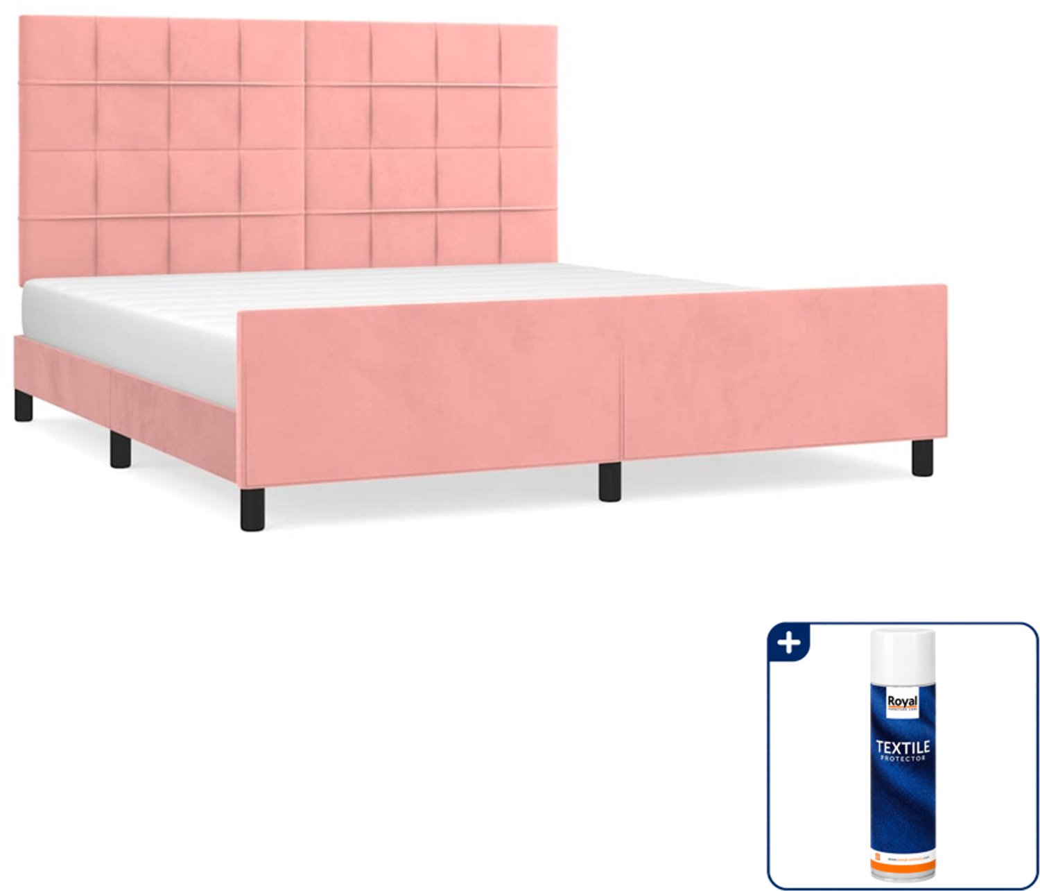 vidaXL bedframe - Kingsize - 180 x 200 cm - roze - Inclusief textielbeschermer 500 ml