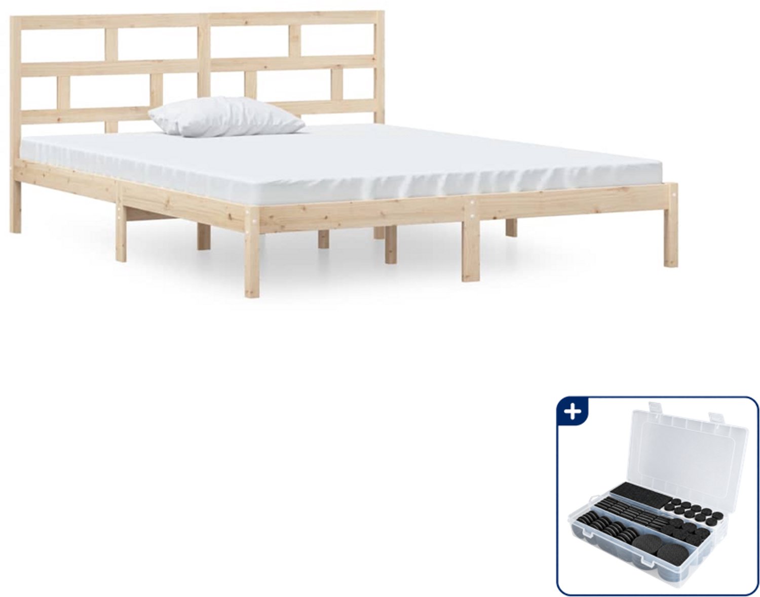 vidaXL bedframe - 120 x 190 cm - massief grenenhout - Inclusief antikrasvilt 177-delig Bruin