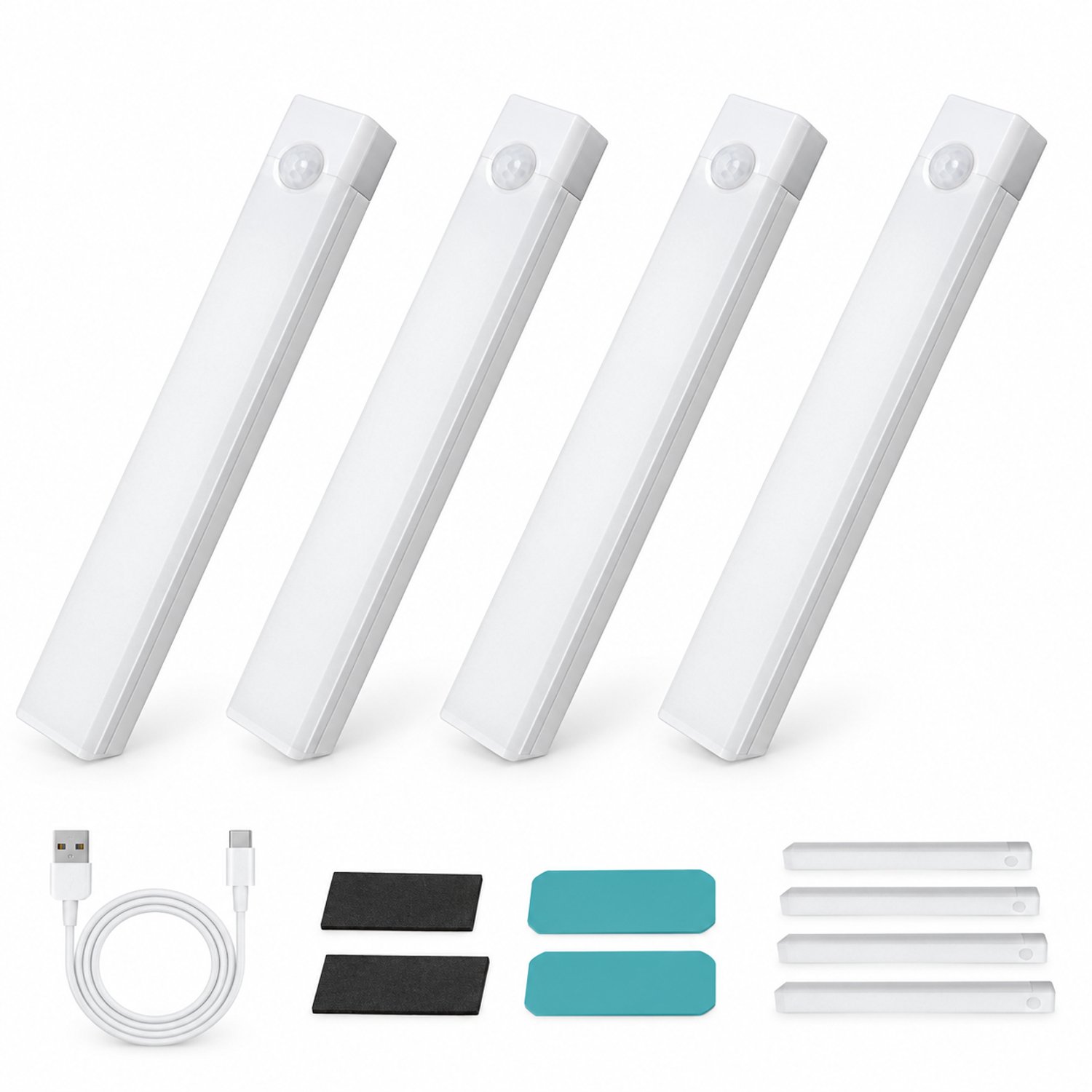VHV Lamp - 4 Stuks Boorvrije Bewegingssensor LED en - Magnetische Oplaadbare Slimme Lamp Binnen, Warm Wit 10 cm/3,9 inch