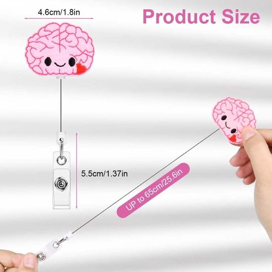Retractable Badge Reel Houder Set van 4, Schattige ID Badge Clips met Vilt en Kleurige Ontwerpen — afbeelding 5