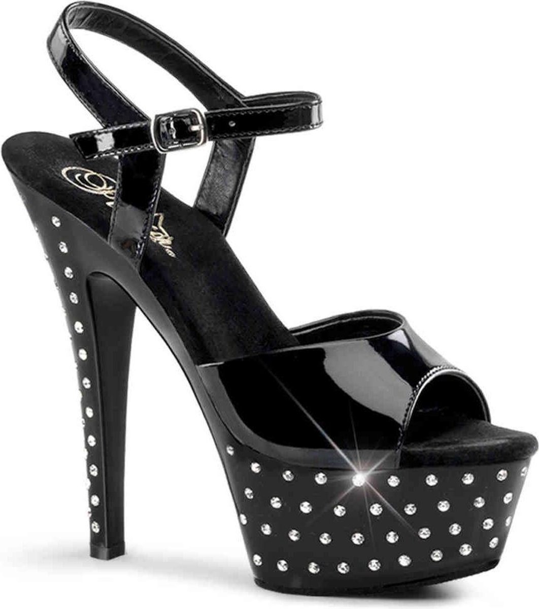 Goedkoopste EU 37 = US 7 | STARDUST-609 | 6 Heel, 1 3/4 PF Rhinestone Studded Ankle Strap P/F Sandal