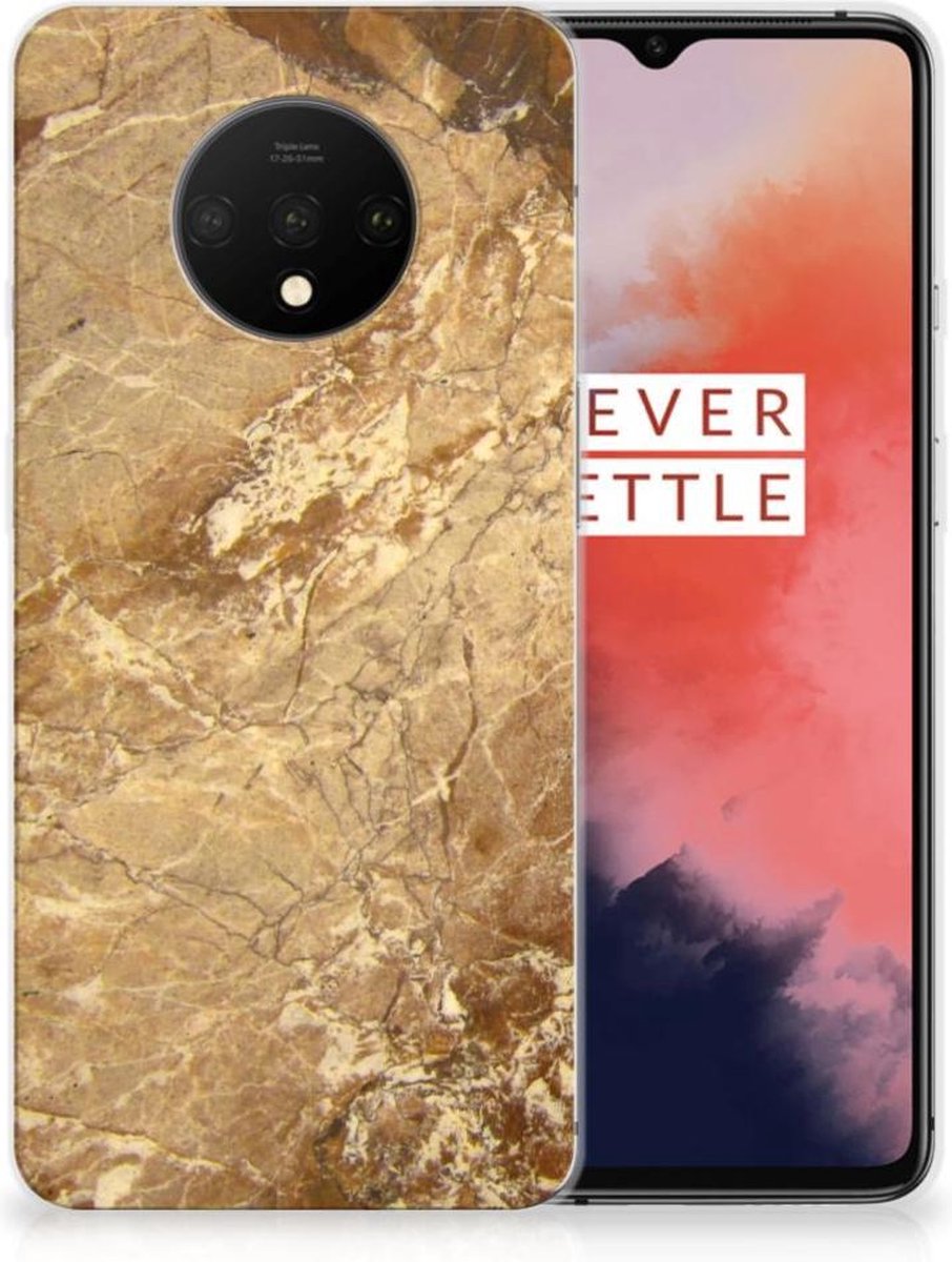 OnePlus 7T TPU Siliconen Hoesje Marmer Creme