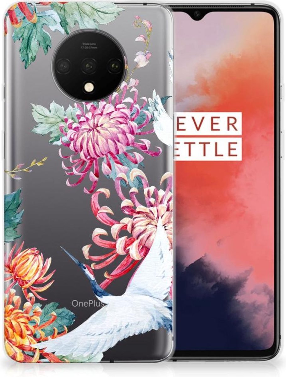 OnePlus 7T TPU Hoesje Bird Flowers