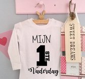 Baby shirtje jongen meisje tekst voor papa mijn eerste vaderdag | lange mouw T-Shirt | wit zwart | maat 86 |  leukste kleding babykleding cadeau verjaardag