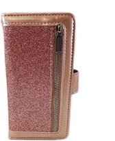 HEM Samsung Galaxy S10 - Magic Glitter Rose Gold - Etui portefeuille en cuir avec fermeture éclair