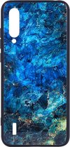 Shop4 - Xiaomi Mi 9 Lite Hoesje - Harde Back Case Marmer Blauw