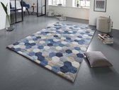 Design vloerkleed Manosque Elle Decoration - blauw/crème 160x230 cm