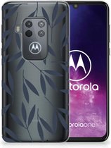 Motorola One Zoom TPU Siliconen Hoesje Leaves Blue
