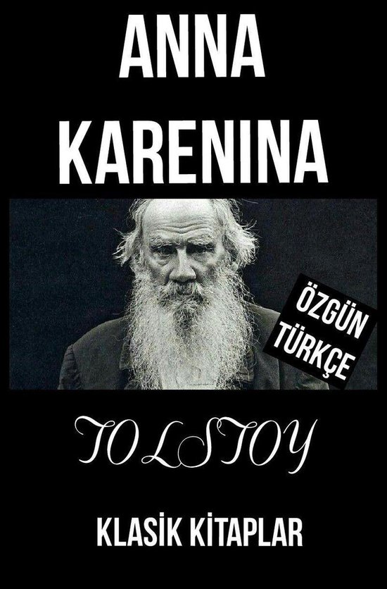Boek "Anna Karenina" van Tolstoj, met portret van de auteur.