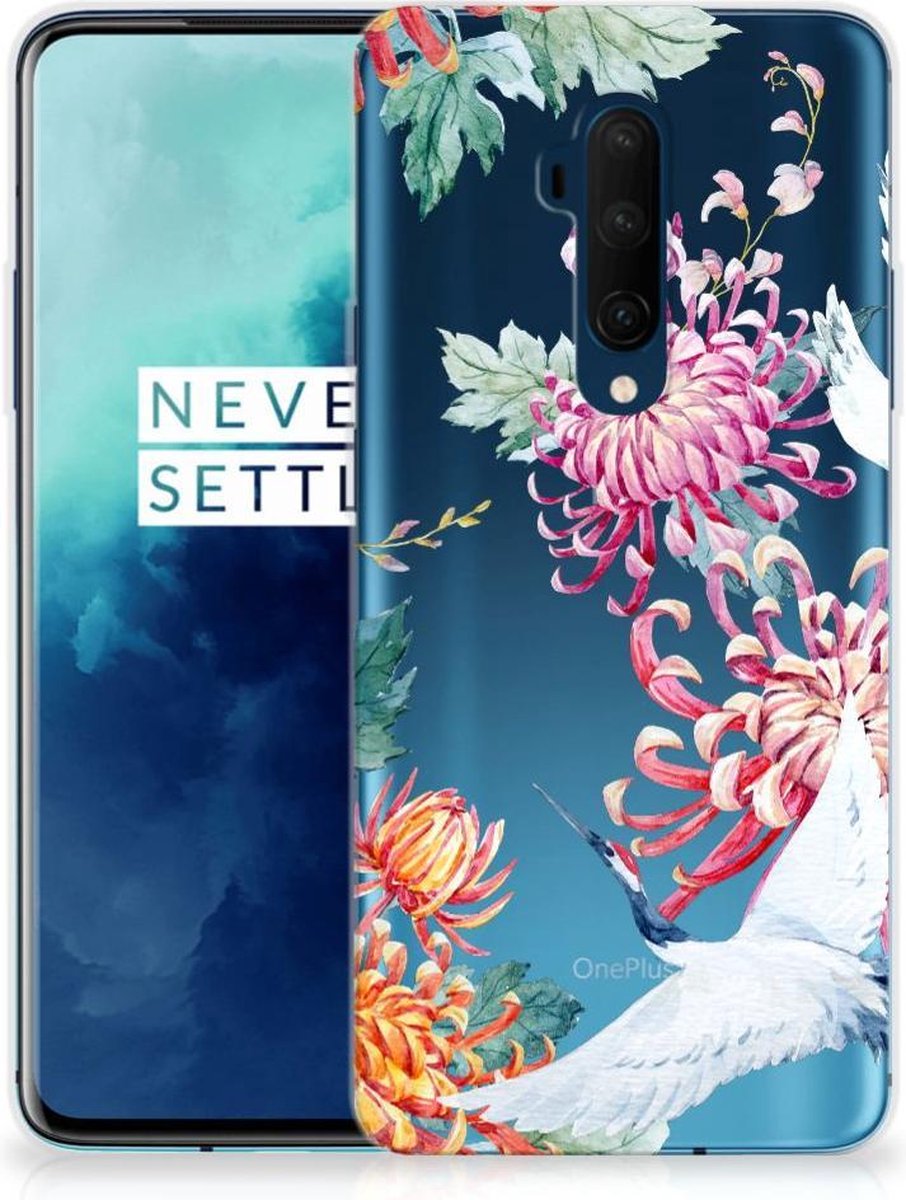 OnePlus 7T Pro TPU Hoesje Bird Flowers