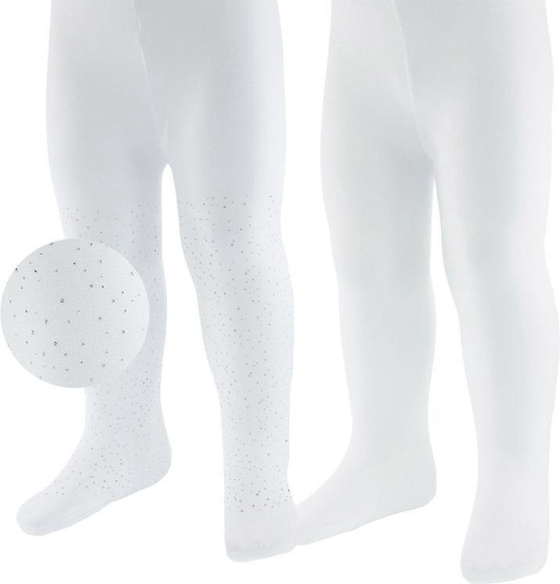 Soft Touch 2-pack Babypanty's - wit met zilveren glitterstipjes en effen wit-62/68 - S.Y.W