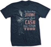 Johnny Cash Heren Tshirt -L- All Star Tour Blauw