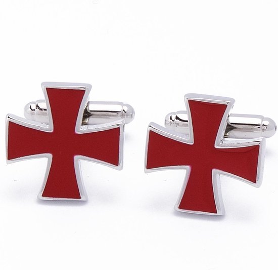 Manchetknopen - Klassiek Rood Emaille Kruis