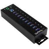 StarTech.com 10 poorts industriële USB 3.0 hub - ESD en overspanningsbeveiliging - monteerbare metalen behuizing - Hub - 10 x SuperSpeed USB 3.0 - monteerbaar op DIN-rails - gelijk