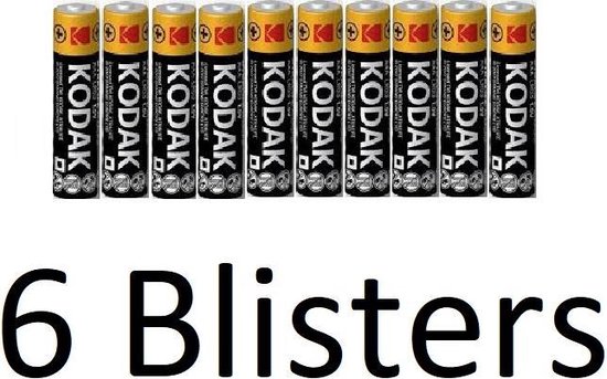60 Stuks (6 Blister a 10 st) kodak xtralife AAA Batterijen | bol.com