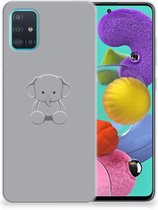 Geschikt voor Samsung Galaxy A51 Telefoonhoesje met Naam Grijs Baby Olifant
