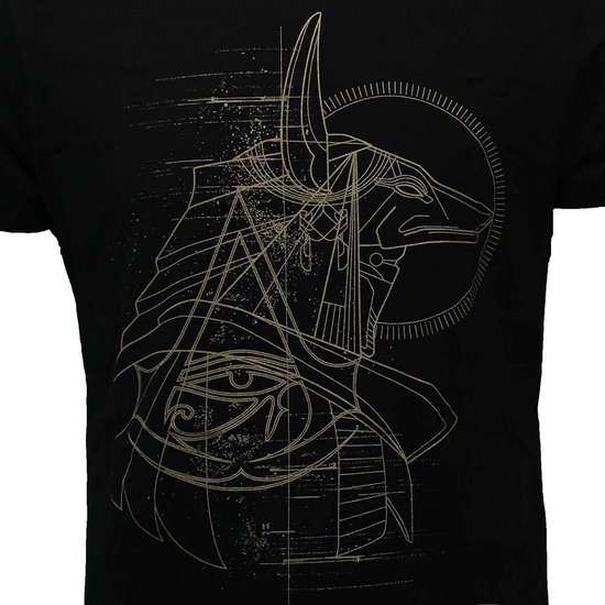 Assassins Creed Origins T-shirt Anubis Print Mens Black 
