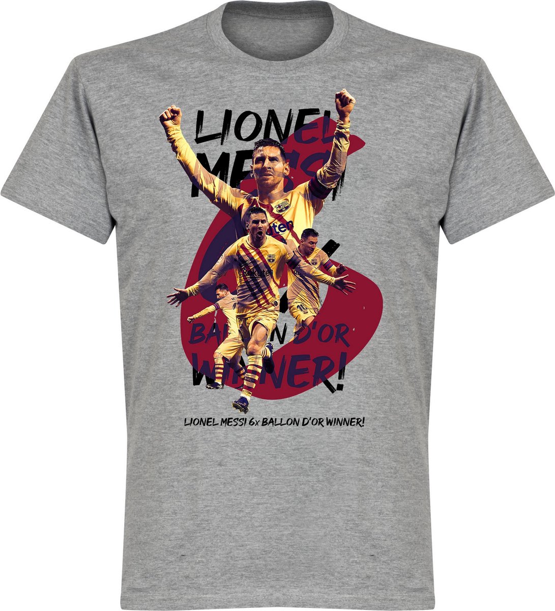 Messi Ballon D'Or 2019 T-Shirt - Grijs - L
