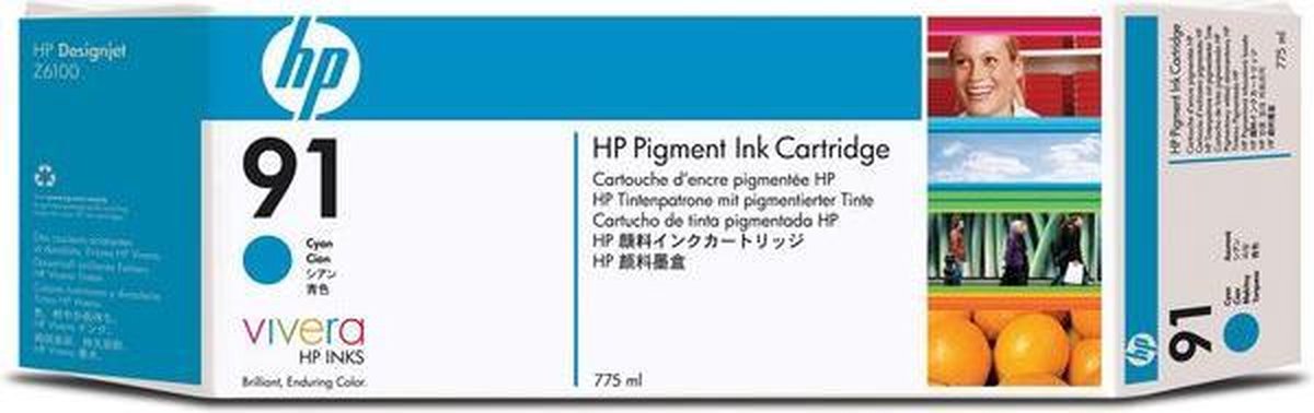 HP - C9467A - 91 - Inktcartridge cyaan