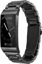 Stalen Smartwatch bandje - Geschikt voor  Fitbit Charge 3 stalen bandje - zwart - Horlogeband / Polsband / Armband