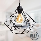 B.K.Licht - Metalen Hanglamp - zwart - voor binnen - industriële - met 1 lichtpunt - eetkamer - slaapkamer - pendellamp - l:110cm - E27 fitting - excl. lichtbron