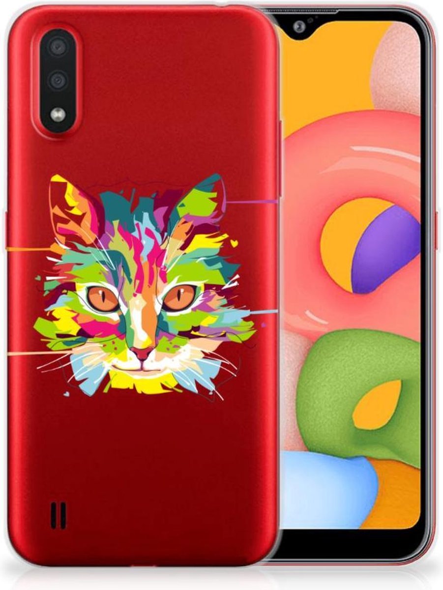 Samsung Galaxy A01 Telefoonhoesje met Naam Cat Color