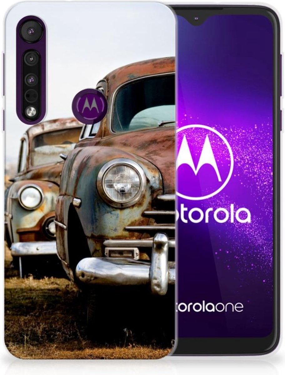 Motorola One Macro Siliconen Hoesje met foto Vintage Auto
