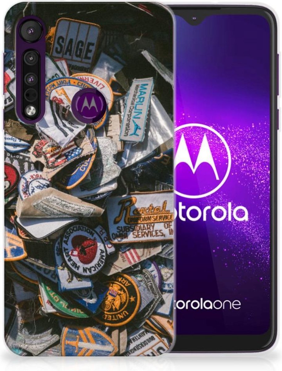 Motorola One Macro Siliconen Hoesje met foto Badges