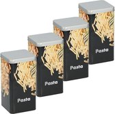 4x Metalen pasta/macaroni voorraadblikken/voorraadbussen 2000 ml - 2 liter - 18,5 cm - Keukenbenodigdheden - Voorraadbussen/blikken met luchtdichte deksel