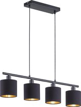 Lampe à suspension LED - Trion Torry - Raccord E14 - 4 lumières - Rond - Aluminium / Textile Noir Mat