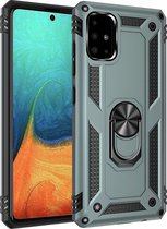 Samsung Galaxy A71 Armor Hoesje Ringhouder TPU - Donker Groen