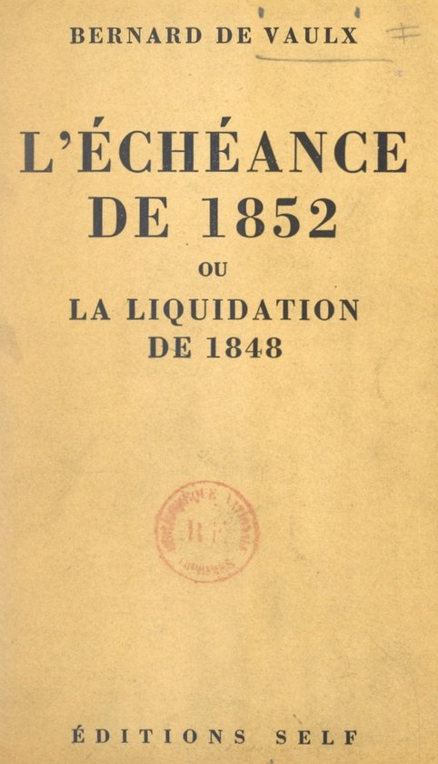 L'échéance de 1852 - cover