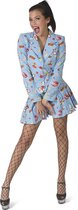 Funny Fashion - Zomers Komische Strip - Vrouw - Blauw - Maat 40-42 - Carnavalskleding - Verkleedkleding
