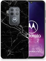 TPU Siliconen Hoesje Motorola One Zoom Marmer Zwart