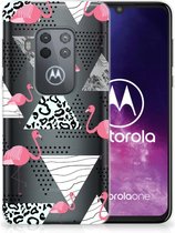 Motorola One Zoom TPU Hoesje Flamingo Triangle