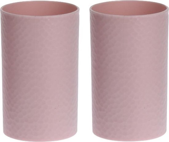 schuifelen dividend over het algemeen 2x Roze badkamer/keuken bekers 11 cm - 300 ml - Badkameraccessoires -  Drinkbeker | bol.com