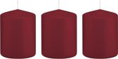 3x Bordeauxrode cilinderkaarsen/stompkaarsen 6 x 8 cm 29 branduren - Geurloze kaarsen - Woondecoraties