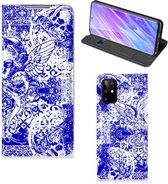 Mobiel BookCase Geschikt voor Samsung Galaxy S20 Plus Angel Skull Blue