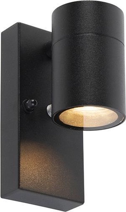 Oorzaak Doodskaak rand QAZQA solo - Moderne Wandlamp voor buiten - 1 lichts - D 11 cm - Zwart -  Buitenverlichting | bol.com