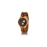 HOT&TOT | Chronos - Houten horloge heren - Goud - Zebranohout - Chronograaf - 44mm